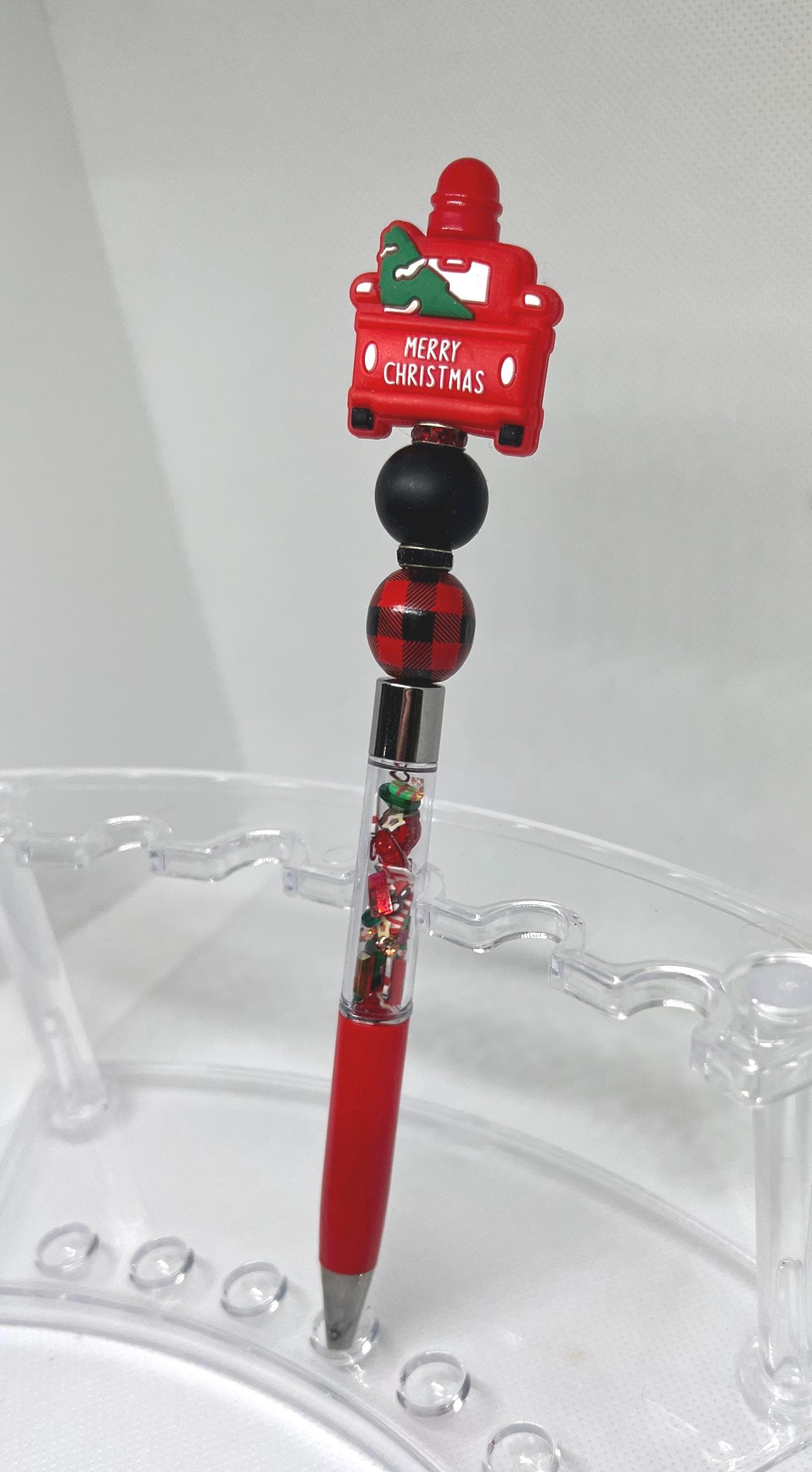Beaded Pen Shaker Christmas Truck Ink Pen, Christmas Pen, Nurse Gifts, Teacher Gifts, Graduation Gifts, Gifts for Her, Retractable Pen
