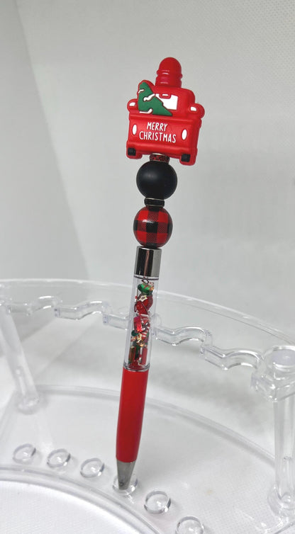 Beaded Pen Shaker Christmas Truck Ink Pen, Christmas Pen, Nurse Gifts, Teacher Gifts, Graduation Gifts, Gifts for Her, Retractable Pen