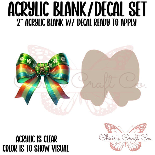 St. Patrick Coquette Bow Acrylic Blank Decal Set, DIY Badge Reels, Bow Blank and UVDTF sticker, Unfinished Badge Reel, Badge Reel Blanks