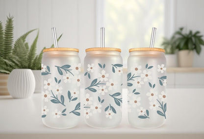 UVDTF Wrap Floral Summer Daisies 16oz Can Wrap Mug Tumbler, Flower Wrap, Ready to Apply, Permanent Waterproof Adhesive