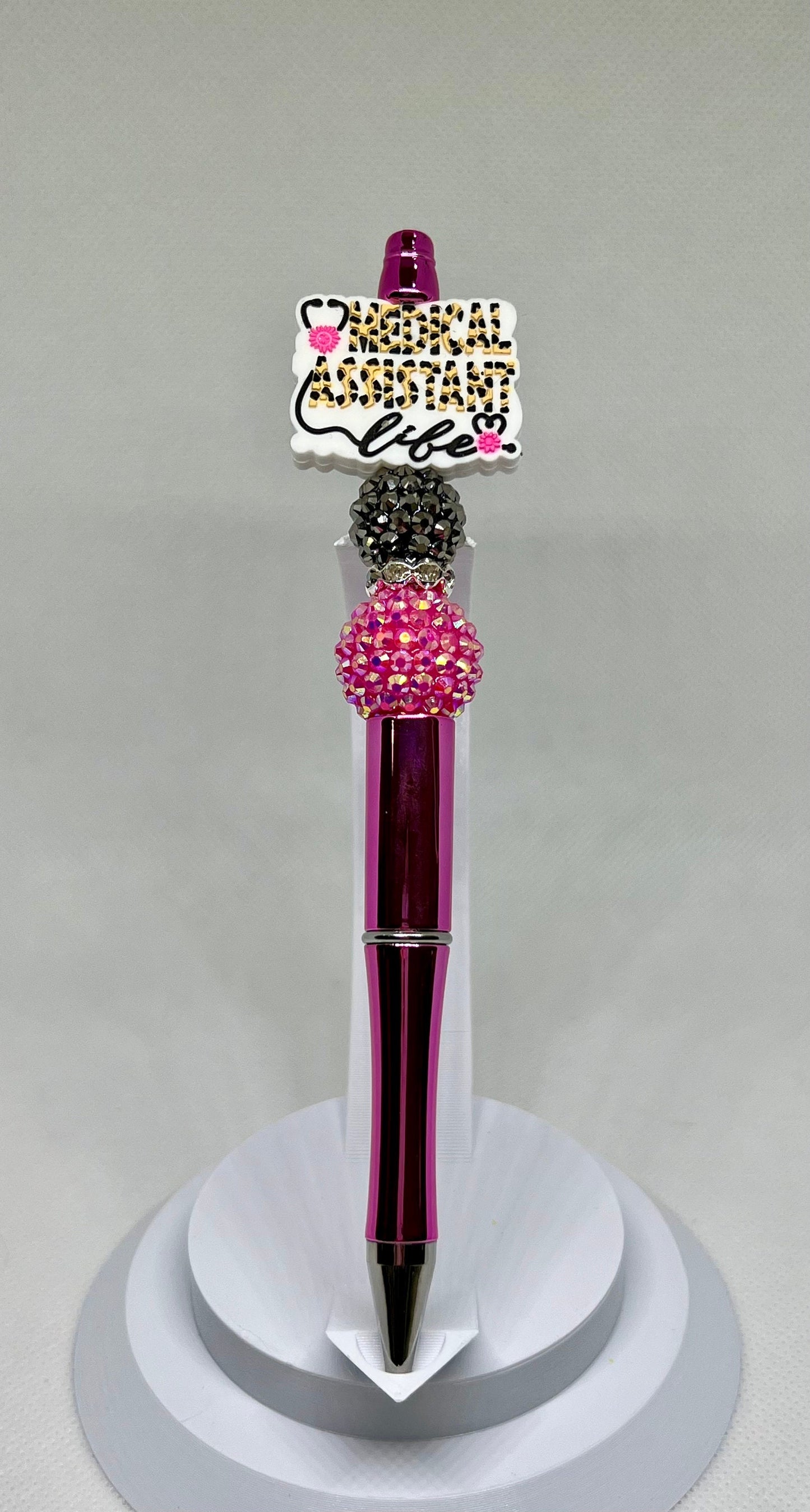 Medical Assistant Beaded Pen, Leopard Print, Sarcastic Pen, Fun Pens Acrylic Beads, Custom Pen, Retractable Ink Pen, Gifts, Graduation