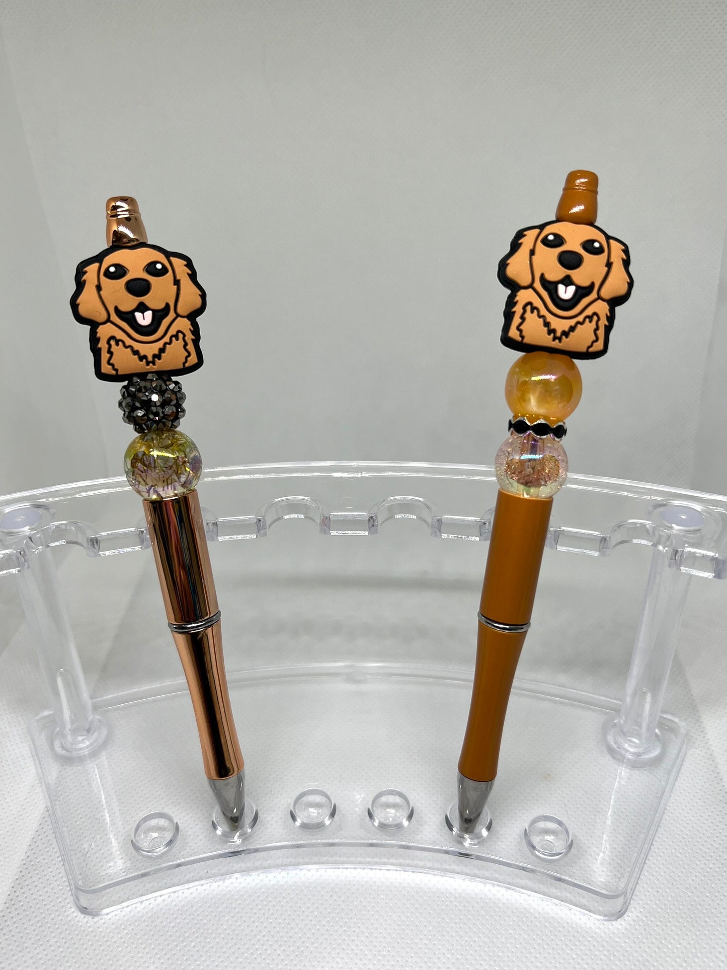 Golden Retriever Dog Beaded Pen Pink Blue Gold, Fun Pens Acrylic  Beads, Beaded Pen, Retractable Ink Pen, Gifts