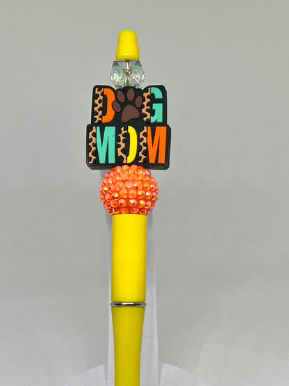 Beaded Pen Dog Mom Leopard, Sarcastic Pen, Fun Pens Acrylic Beads, Custom Pen, Retractable Ink Pen, Gifts, Graduation