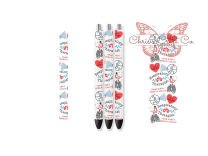 UVDTF Pen Wrap Respiratory Therapist , RT Squad, Ready to Apply, Permanent Waterproof Adhesive