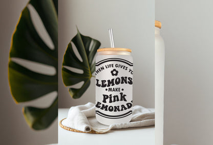 UVDTF Wrap Lemons You Make Pink Lemonade 16 oz Can Glass, Mug Tumbler, Ready to Apply Permanent Waterproof Adhesive
