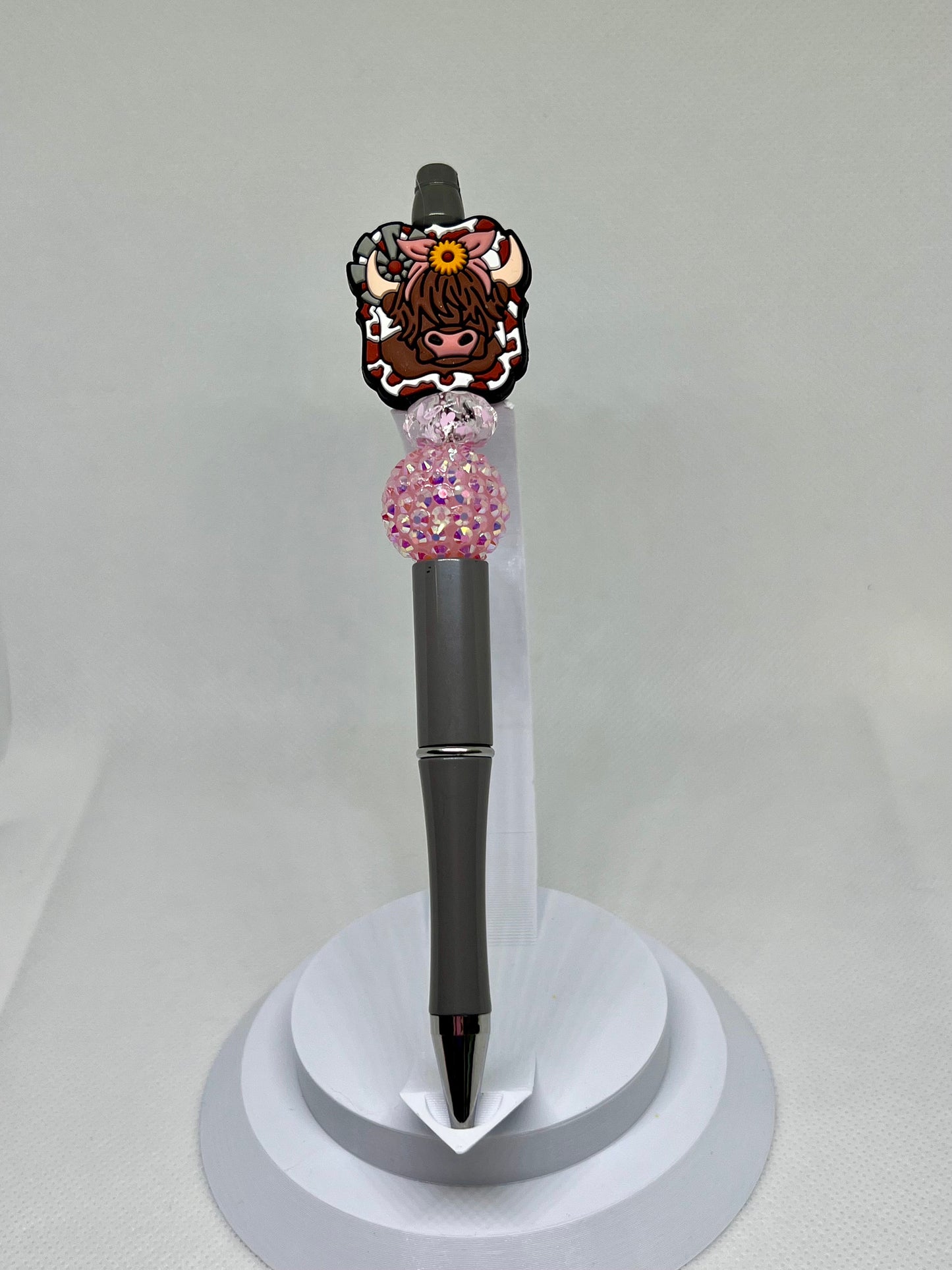 Beaded Pen Highland Cow, Fun Pens Acrylic Beads, Custom Pen, Retractable Ink Pen, Teacher Gift, Nurse Gift,  Gifts for Her, Graduation Gifts