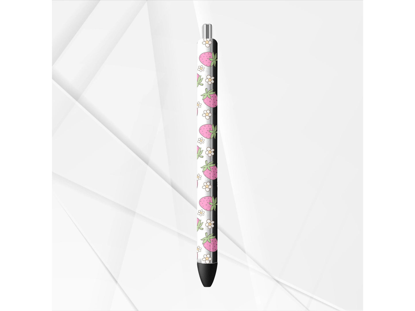 UVDTF PEn Wrap Strawberry Flower, Pink Strawberries, Ink Joy Pen, Ready to Apply, Permanent Waterproof Adhesive