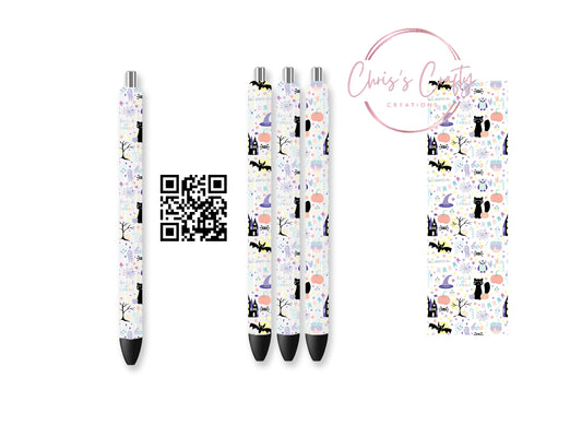 UVDTF Pen Wrap Cute Halloween Cat Pumpkins Witches Hat, Ready to Apply, Permanent WaterproofAdhesive