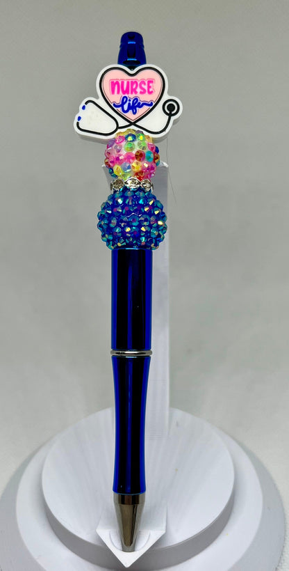 Beaded Pens, Nurse Life Fun Pens Acrylic Rhinestone Beads, Beaded Pen, Retractable Ink Pen, Gifts