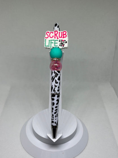 Scrub Life Nurse Beaded Pen, Sarcastic Pen, Fun Pens Acrylic Beads, Custom Pen, Retractable Ink Pen, Graduation