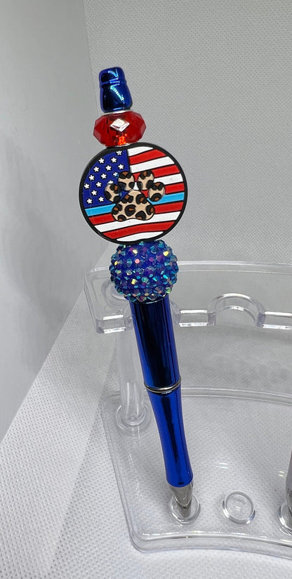 America Paw Print, Tongue, Cow Beaded Pen, Fun Pens Acrylic Beads, Custom Pen, Retractable Ink Pen, Gifts