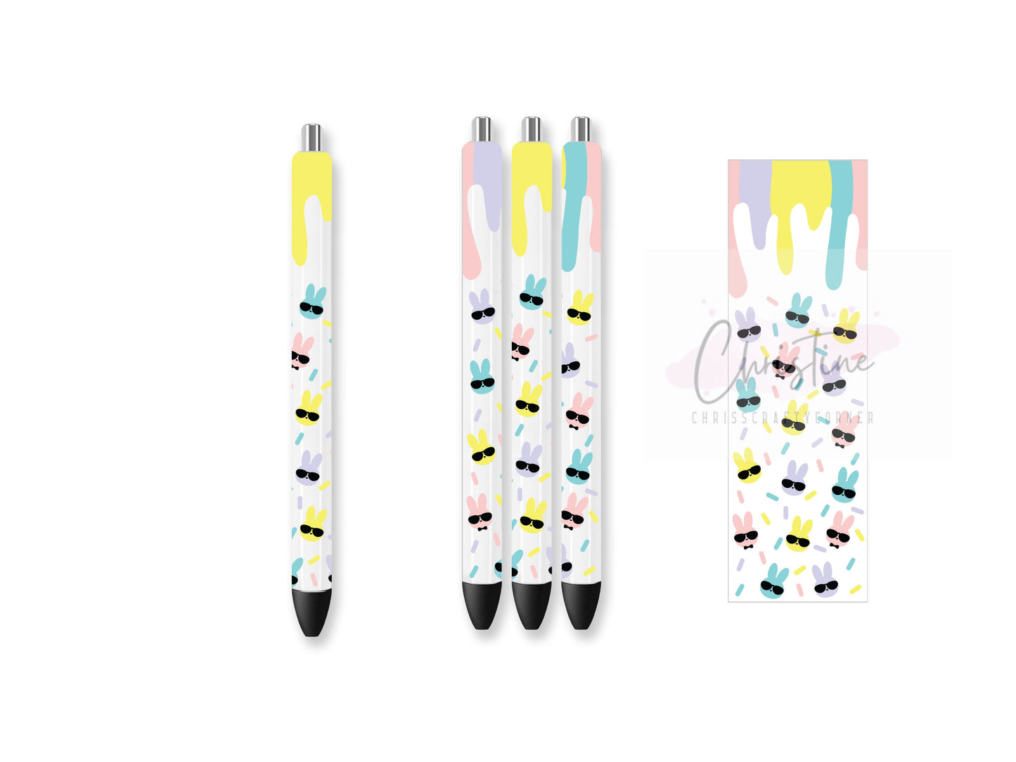 UVDTF Pen Wrap Bunny Sprinkle Sunglass, Easter Wrap, Ready to Apply, Permanent Waterproof Adhesive