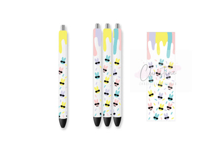 UVDTF Pen Wrap Bunny Sprinkle Sunglass, Easter Wrap, Ready to Apply, Permanent Waterproof Adhesive