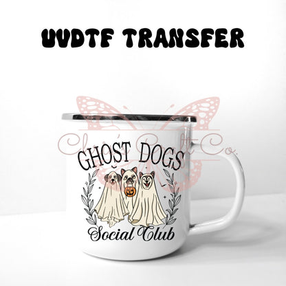 UVDTF Decal Ghost Dogs Social Club 16oz Can Glass 40oz Tumbler or Mug, Ready to Apply, Permanent Waterproof Adhesive, add on a cup