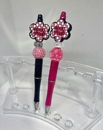 Retro Flower Beaded Pen, Refillable Ink Pen, Sarcastic Pen, Fun Pens Acrylic Beads, Custom Pen, Retractable Ink Pen, Graduation
