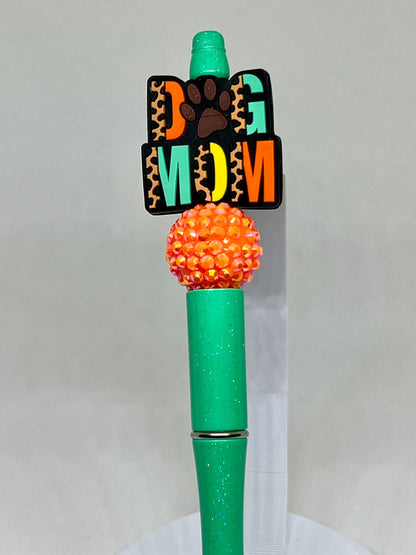 Beaded Pen Dog Mom Leopard, Sarcastic Pen, Fun Pens Acrylic Beads, Custom Pen, Retractable Ink Pen, Gifts, Graduation