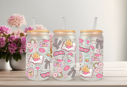 UVDTF Wrap Romance Smutty Books for 16oz Can Glass Mug Tumbler, Ready to apply, Permanent Waterproof Adhesive, Double Sided Option