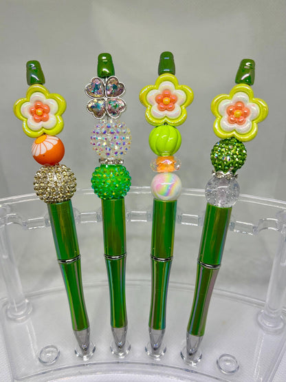 Beaded Pen Retro Flower, Refillable Ink Pen, Sarcastic Pen, Fun Pens Acrylic Beads, Custom Pen, Retractable Ink Pen, Graduation