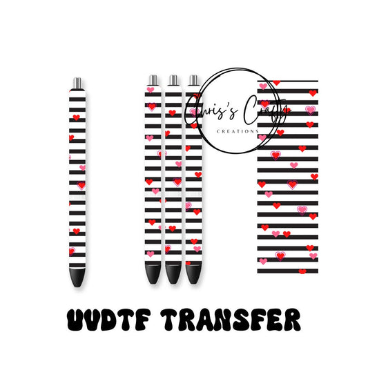 UVDTF Pen Wrap Only Valentines Hearts Stripes