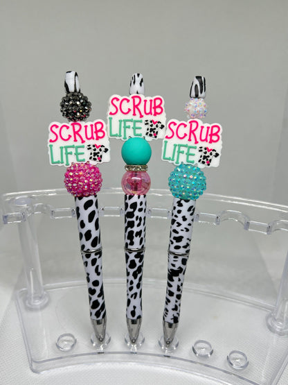 Scrub Life Nurse Beaded Pen, Sarcastic Pen, Fun Pens Acrylic Beads, Custom Pen, Retractable Ink Pen, Graduation