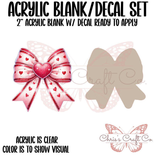 Valentine Coquette Bow Acrylic Blank Decal Set, DIY Badge Reels, Bow Blank and UVDTF sticker, Unfinished Badge Reel, Badge Reel Blanks