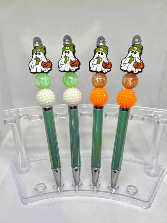 Beaded Pen Ghost Hat Pumpkin Iced Coffee, Fun Pens Acrylic Beads, Custom Pen, Retractable Ink Pen, Gifts for her, Teacher, Nurses, Medical
