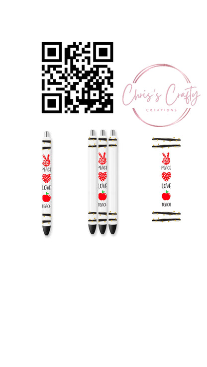 UVDTF Pen Wrap Teacher, Ready to Apply, Permanent Waterproof Adhesive