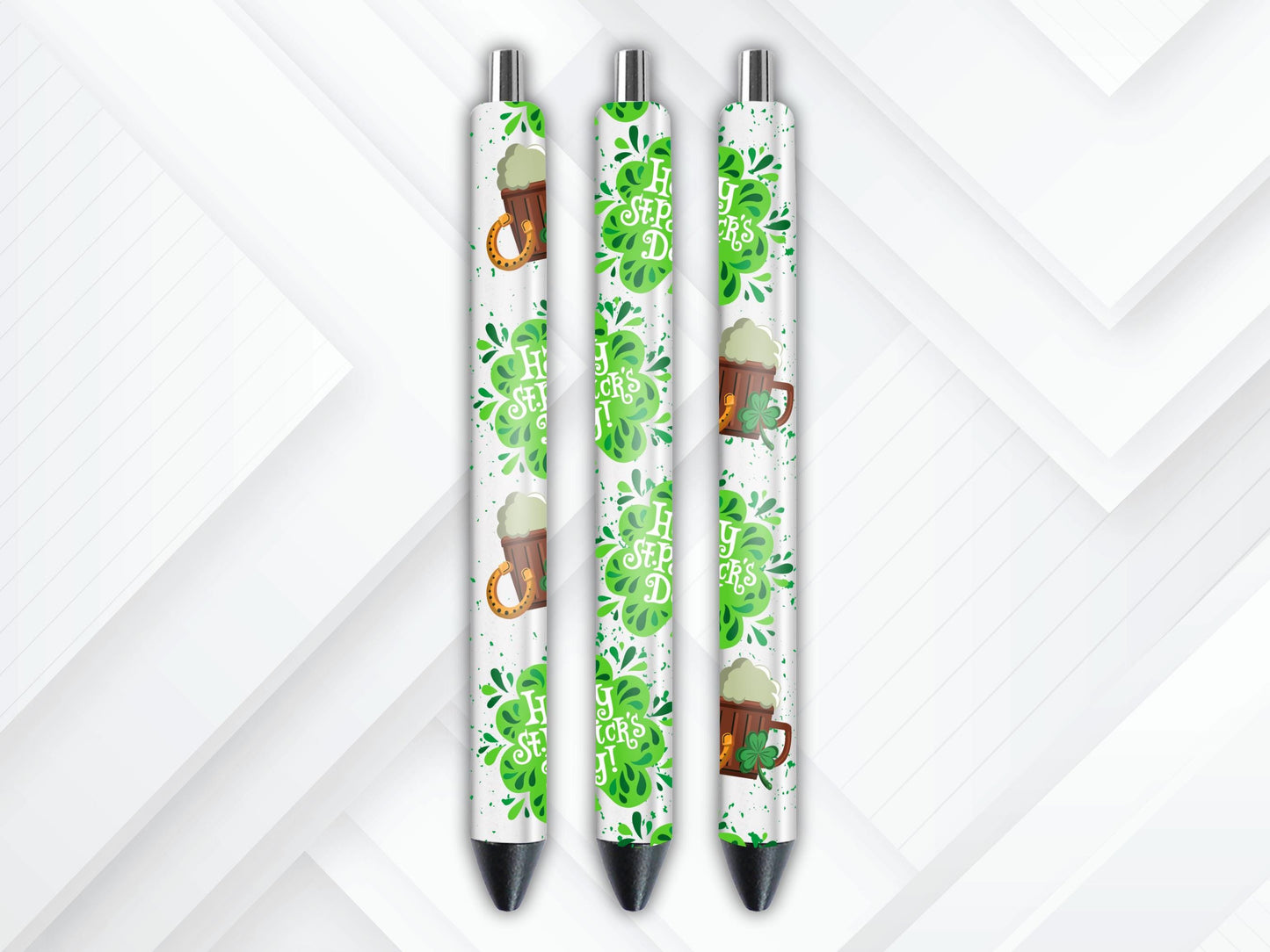 UVDTF Pen Wrap St. Patrick’s Day, Clover Shamrock Pen Wrap, Ready to apply, Permanent Waterproof Adhesive