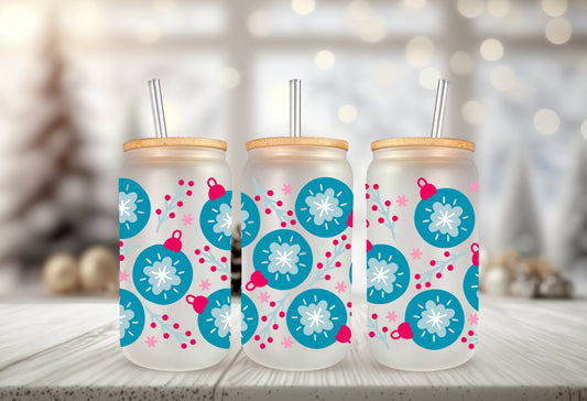 Can Glass Wrap - Christmas Ornament Adhesive Cup Wrap for 16oz Tumbler, Double Sided
