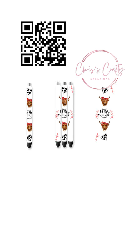 UVDTF Pen Wrap Highland Cow, Ready to Apply, Permanent Waterproof Adhesive