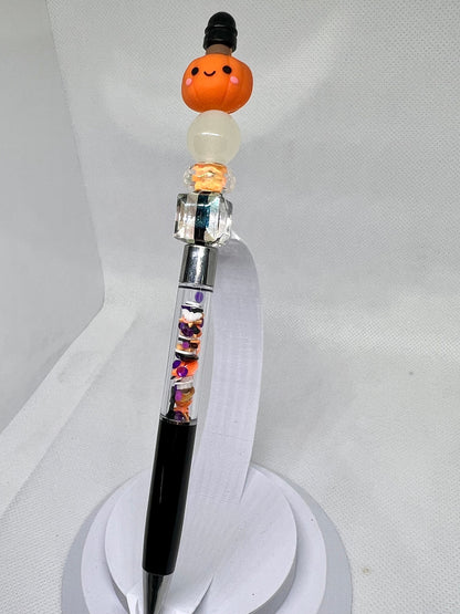 Beaded Shaker Pen Fall Pumpkin, Fun Pens Acrylic Beads, Custom Pen, Retractable Ink Pen, Gifts for her, Teacher, Nurses, Medical