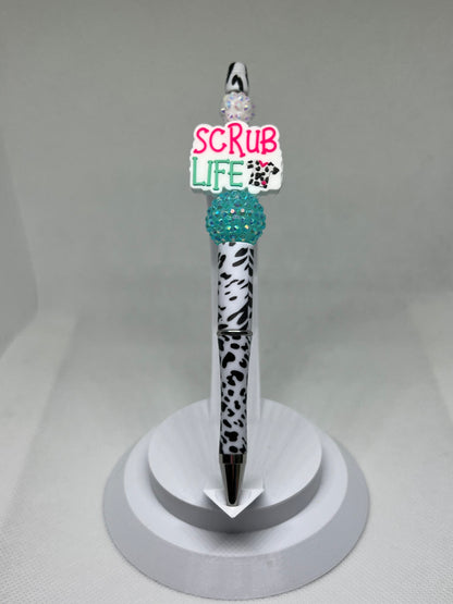 Scrub Life Nurse Beaded Pen, Sarcastic Pen, Fun Pens Acrylic Beads, Custom Pen, Retractable Ink Pen, Graduation
