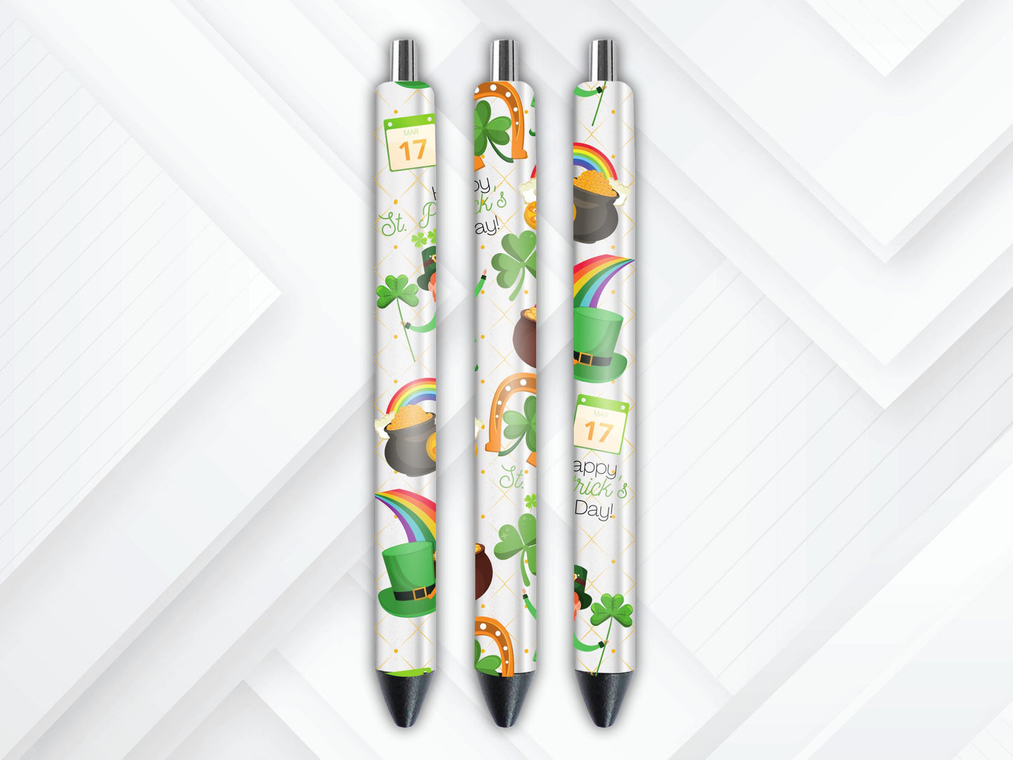 UVDTF Pen Wrap St. Patrick’s Day, Shamrock Leprechaun Pen Wrap, Ready to apply, Permanent Waterproof Adhesive