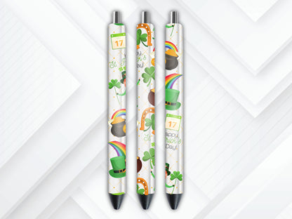 UVDTF Pen Wrap St. Patrick’s Day, Shamrock Leprechaun Pen Wrap, Ready to apply, Permanent Waterproof Adhesive