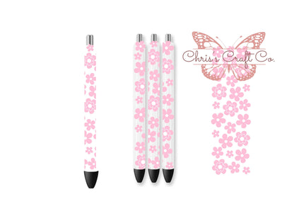 UVDTF Pen Wrap Retro Pink Daisy, Ready to Apply, Permanent Waterproof Adhesive
