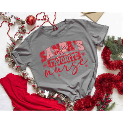 Santa's Favorite Nurse DTF Transfer - Ready to Press Christmas Heat Press Decal