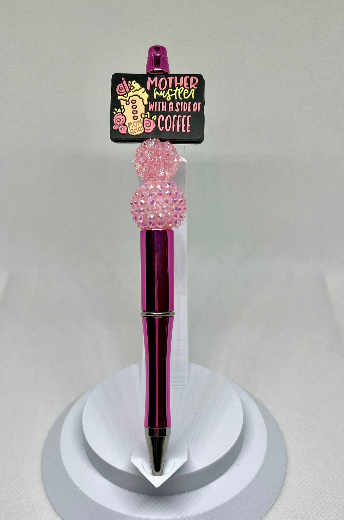Beaded Pen Mother Hustler With a Side of Coffee, Sarcastic Pen, Fun Pens Acrylic Beads, Custom Pen, Retractable Ink Pen, Gifts, Graduation