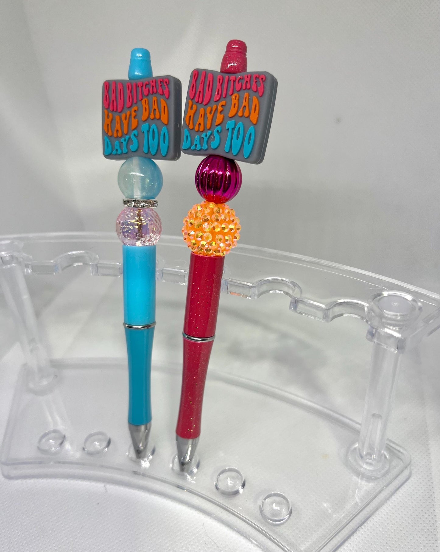 Beaded Pen Bad B*tches Have Bad Day, Refillable Ink Pen, Sarcastic Pen, Fun Pens Acrylic Beads, Custom Pen, Retractable Ink Pen, Graduation