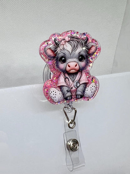 Highland Cow Nurse Acrylic Blank Decal Set, DIY Badge Reels, Medical Blank UVDTF sticker, Unfinished Badge Reel, Badge Reel Blanks