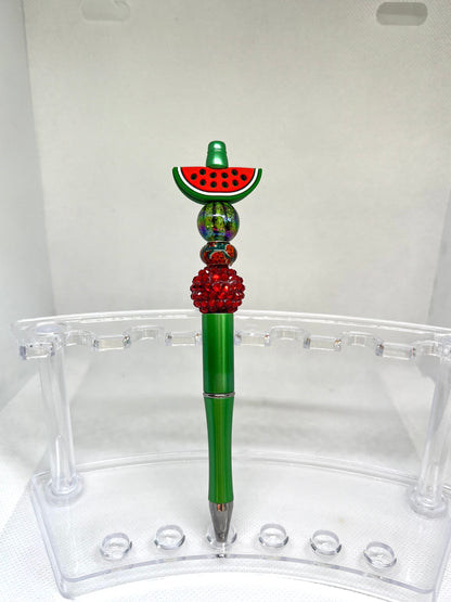 Watermelon Slices Seeds Beaded Pen, Fun Pens Acrylic Beads, Custom Pen, Retractable Ink Pen, Gifts for her, Gifts for Teacher,