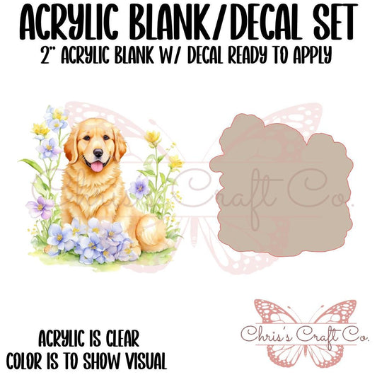 Golden Retriever Acrylic Blank Decal Set, Dog Badge, DIY Badge Reels, UVDTF sticker, Unfinished Badge Reel, Badge Reel Blanks