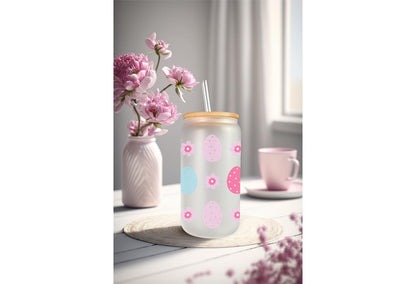 UVDTF Wrap Floral Easter Eggs for 16oz Can Glass, Mug, or Tumbler, Ready to Apply, Permanent Waterproof Adhesive