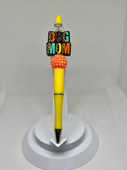 Beaded Pen Dog Mom Leopard, Sarcastic Pen, Fun Pens Acrylic Beads, Custom Pen, Retractable Ink Pen, Gifts, Graduation