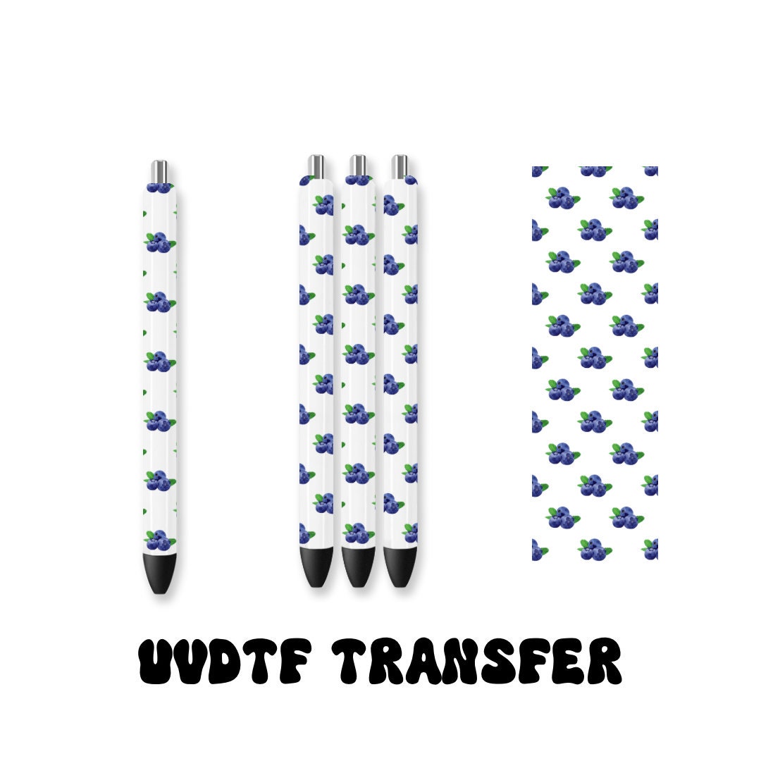 UV DTF Pen Wrap - Blueberry Fruit Ink Wrap | Waterproof, Permanent Adhesive