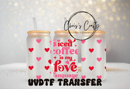 UVDTF WRAPS Valentine Red Hearts Bundle Set of 4 for 16O Can Glass Mug Tumbler, Ready to Apply, Permanent Waterproof Adhesive