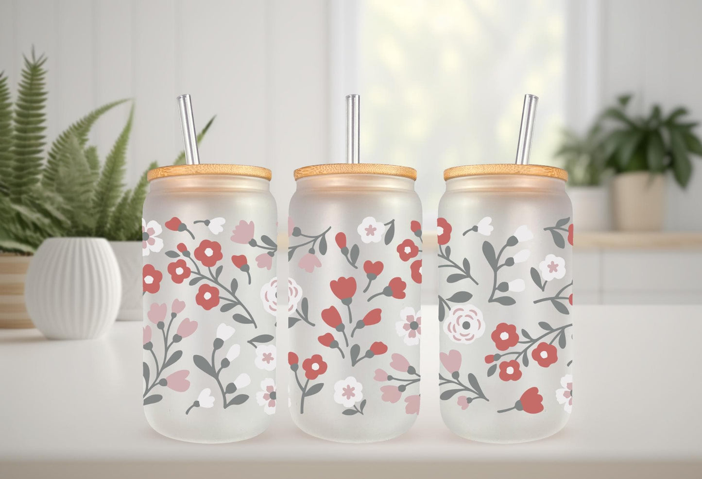UVDTF Wrap Floral Summer Bloom 20oz Can Wrap Mug Tumbler, Ready to Apply, Permanent Waterproof Adhesive