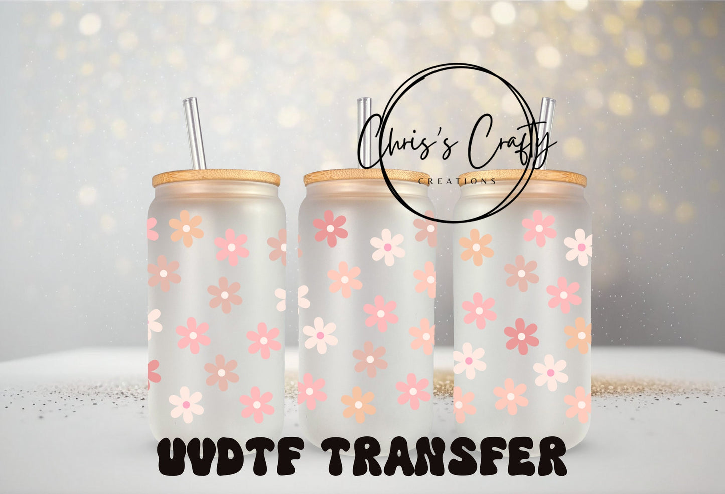 Boho Daisy Wrap – 16oz Can Wrap with Permanent Adhesive & Double Sided Print