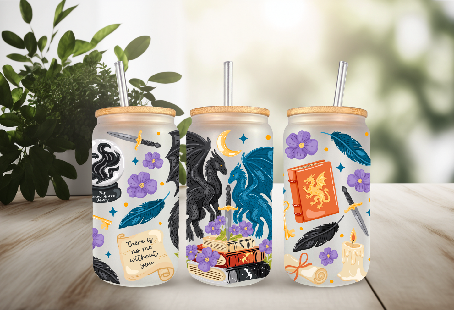 Fantasy Dragon UV DTF Cup Wrap – “My Shadows Are Yours” | Magic, Romance, Gothic