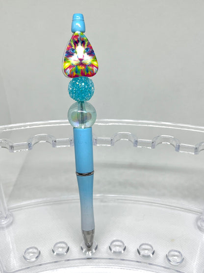 Colorful Cat Beaded Pen, Cat pen, Fun Pens Acrylic  Beads, Beaded Pen, Retractable Ink Pen, Gifts