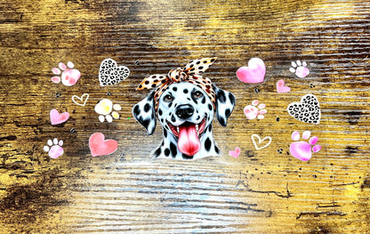 UVDTF Wrap Cute Dalmatian 16oz Can Glass Wrap  Mug Tumbler, Dog Mom, Ready to apply, Permanent Adhesive Waterproof, Add on a Cup